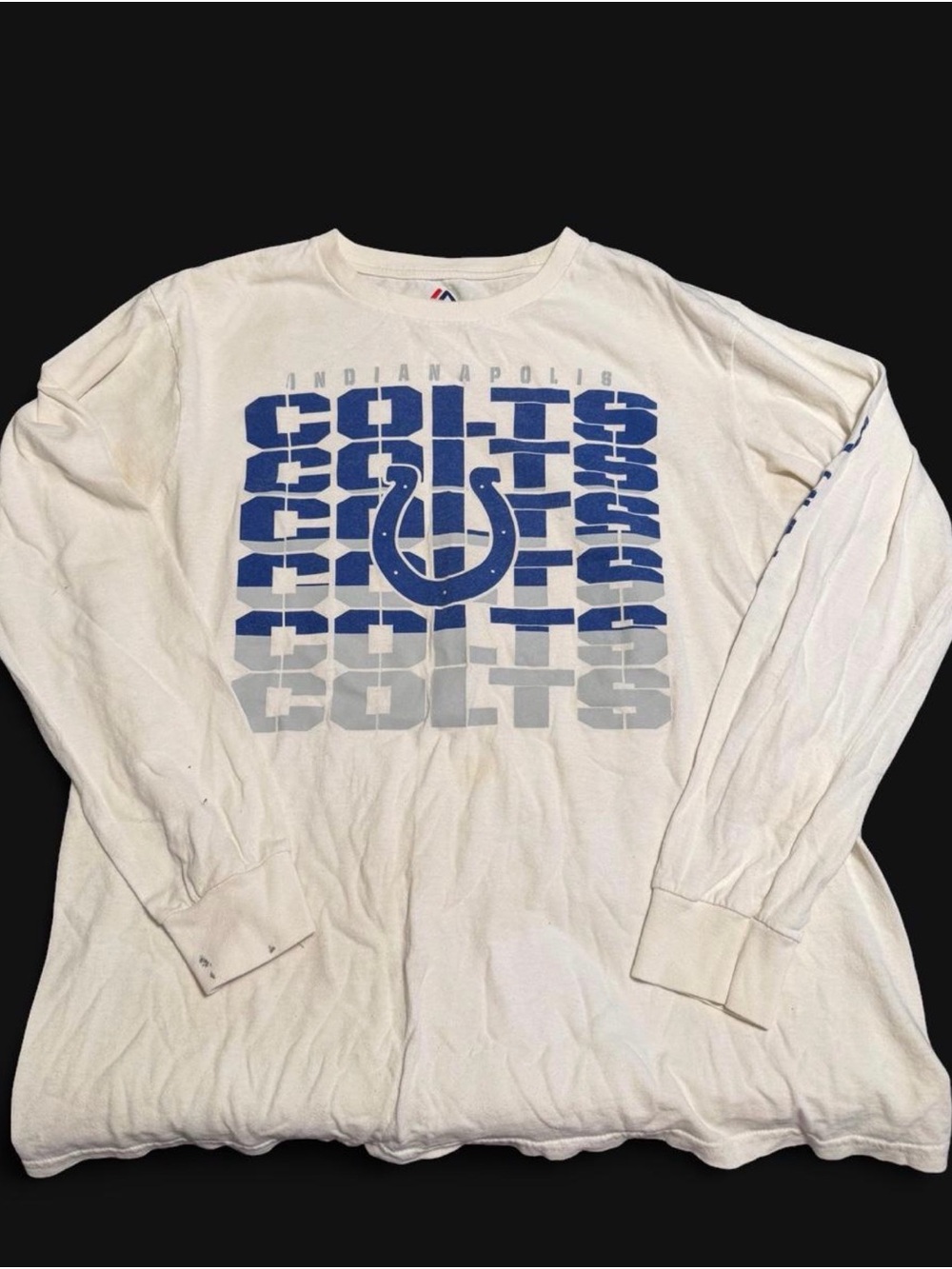 Majestic White Tee with Red and Blue Logo